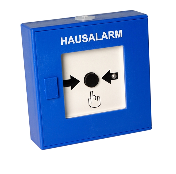 Druckknopfmelder blau - Text Hausalarm