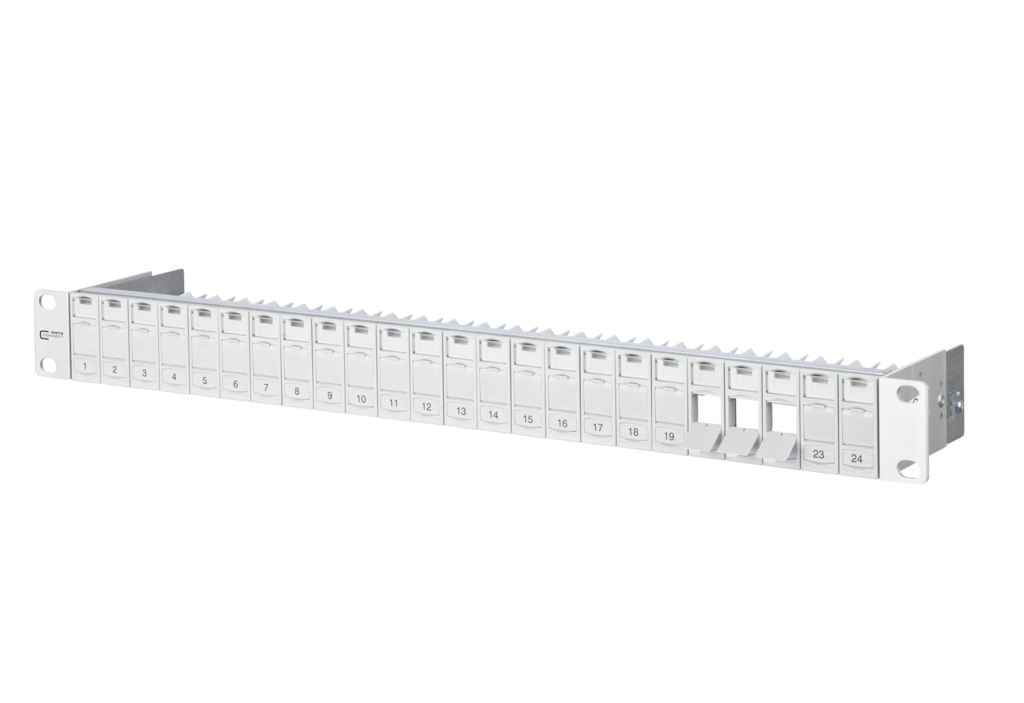 Modul 19 Zoll Modulträger 1HE 24 Port lichtgrau unbestückt, geschirmt